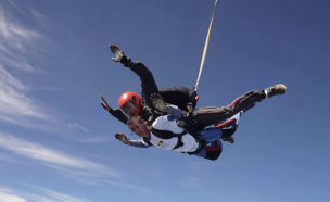 FLYING HIGH: Luke during his first sky-dive