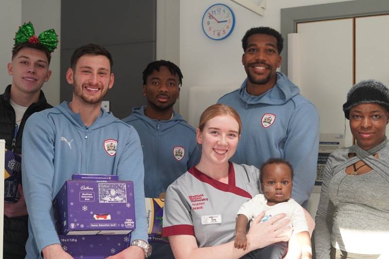 Main image for Barnsley players spread festive cheer at hospital