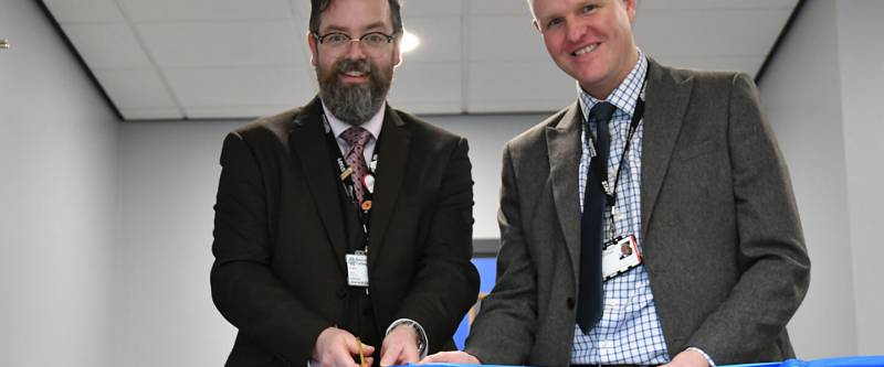 Barnsley College Principal and CEO David Akeroyd, and Deputy CEO Gavin Batty, open the Job Shop.