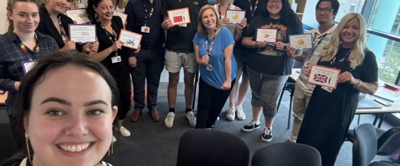 Barnsley College Head of Sustainability Sasha Beswick alongside staff taking part in Carbon Literacy training.