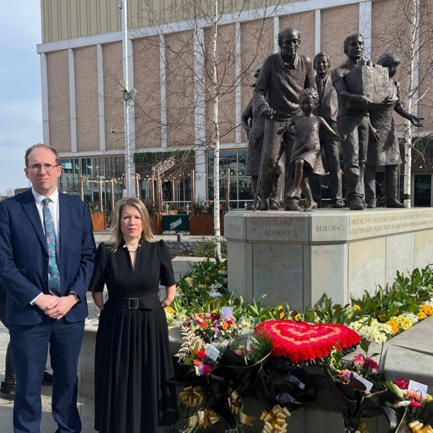 MEMORIAL: Coun Alex Burnett with MP Marie Tidball.